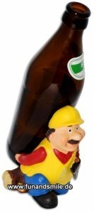 Der witzige Baumeister als Flaschenhalte
