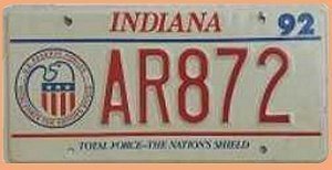 Design Kfz-kennzeichen Indiana
