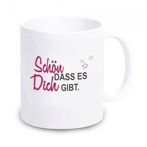 Designer Kaffeebecher "Schön, dass es Dich gibt." + Beidseitiger hochwertiger Druck + Personalisier