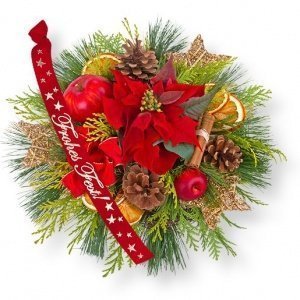 Dezemberbote und Schleife: Frohes Fest!