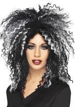 Diabolist Halloween Perücke schwarz-weiß