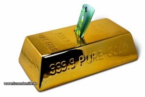 Die Sparbüchse Goldbarren klein