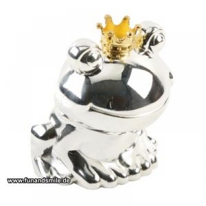 Die Spardose Froschkönig-sitzend-versilb