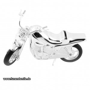 Die Spardose Motorrad versilbert