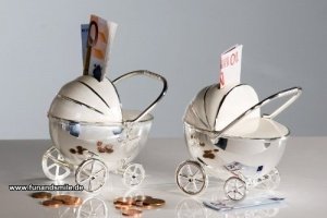 Die edle Kinderwagen Spardose zur Taufe 