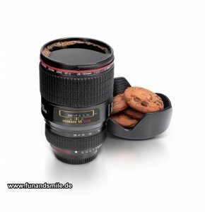 Die originelle Kaffeetasse als Objektiv 