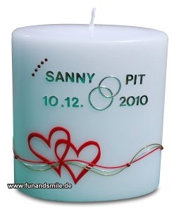 Die romantische Kerze zur Hochzeit oder 