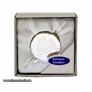 Die silber Dose für den ersten Zahn mit 