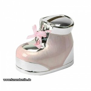 Die versilberte Babyschuh Spardose in Ro