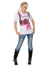 Dirndl Bayern Damen T-Shirt weiss-grau-rosa