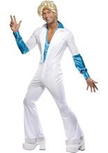 Disco König Kostüm blau-weiss