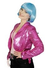 Disco Pailletten-Damen-Jackett pink