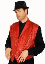 Disco Pailletten Weste rot