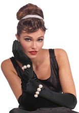 Diva Abend-Handschuhe mit Perlen schwarz