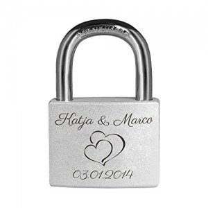 Doppel Herz Liebesschloss mit Gravur