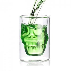 Doppelwandiges Trinkglas - Totenkopf