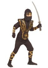 Drachen Ninja Kinder-Kostüm, schwarz-gol