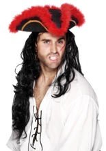 Dreispitz Hut schwarz/rot