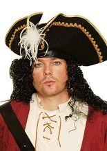 Dreispitz Piraten-Hut mit Feder schwarz-