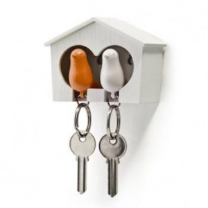 DUO Spatzenschlüsselring weiss-orange