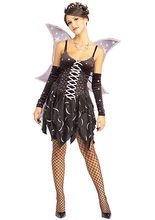 Dunkle Fee Damenkostüm Elfe schwarz-weis