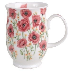 Dunoon-Becher "Mohnblume", Rot, oval