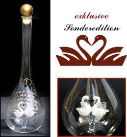 Edelglasflasche Schwäne