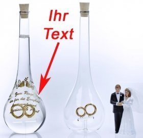 Edelglasflasche mit Ringen mit Gravur