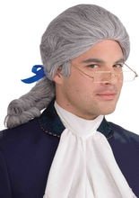 Edelmann-Perücke mit Zopf grau