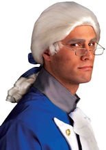 Edelmann-Perücke mit Zopf weiss