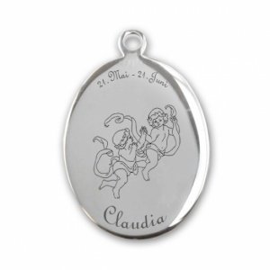 Edelstahlanhänger *Oval Zwilinge*