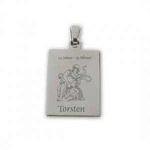 Edelstahlanhänger *Rechteck Wassermann*