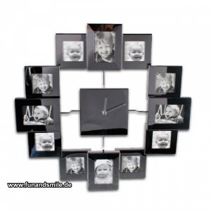 Edle Bilderrahmenuhr für 12 Fotos