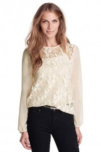 Edle Spitzen-Chiffon-Bluse