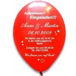 Einladungskarte auf 50 Rundluftballons