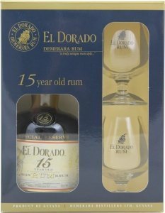 El Dorado Rum 15YO mit 2 Gläser