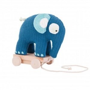 Elefant auf Rollen blau