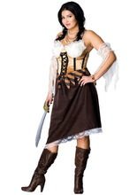 Elegante Piratin XXL Damenkostüm gold-br