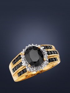 Eleganter Goldring mit Farbsteinen und D