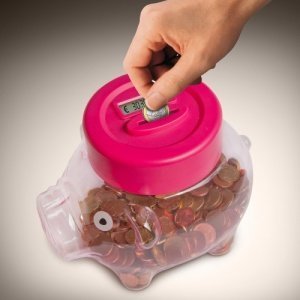 Elektronisches Sparschwein mit Zählwerk