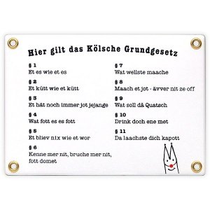 Emailleschild `Kölsches Grundgesetz`