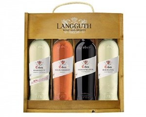 4 Sorten Erben Wein in der Holzschatulle