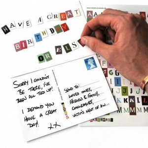 Erpresserbrief Postkarte