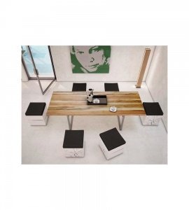 ESSTISCH UNVERLEIMT MIT EDELSTAHLGESTELL