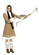 Eskimo Inuit Damenkostüm braun-weiss