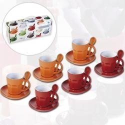 Espresso-Set orange/ rot
