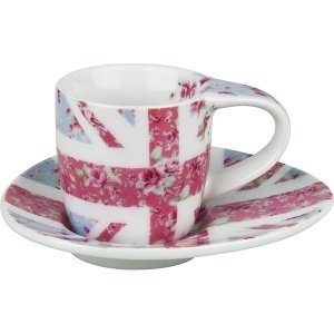 Espresso-Tasse "Rose Union Jack", rot