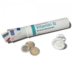 Etikettenschwindel Geld&Gutscheinröhre VITAMIN G