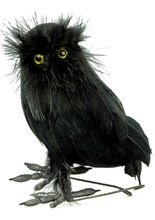 Eule Halloween-Deko schwarz 15cm
