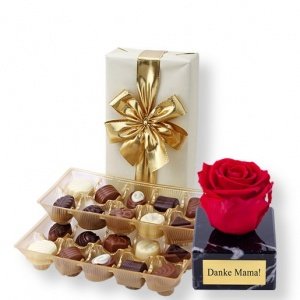 Ewige Dankbarkeit rot und Pralinen (250 
